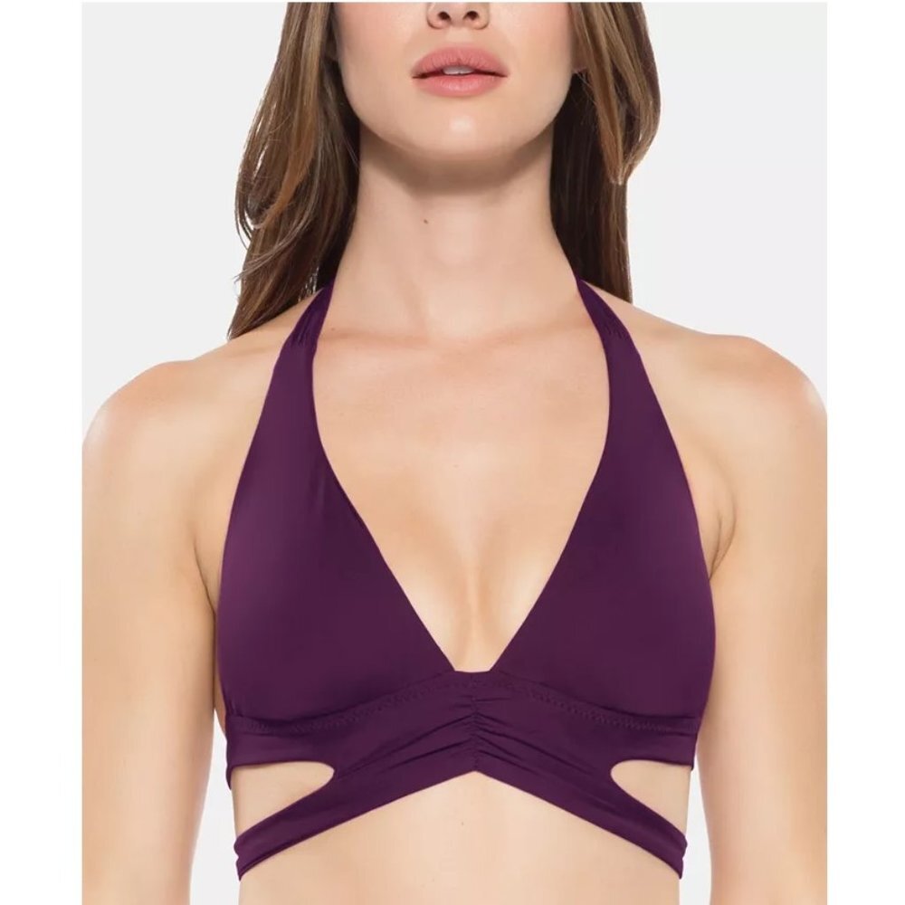 Becca Solid Color-Code Split-Band Halter Bik.Top
